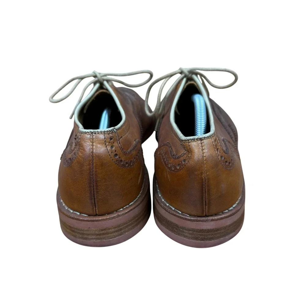 Cole Haan Wingtip Oxford Mens 9.5 Brown Leather Brogue Vibram Sole Dress Shoes